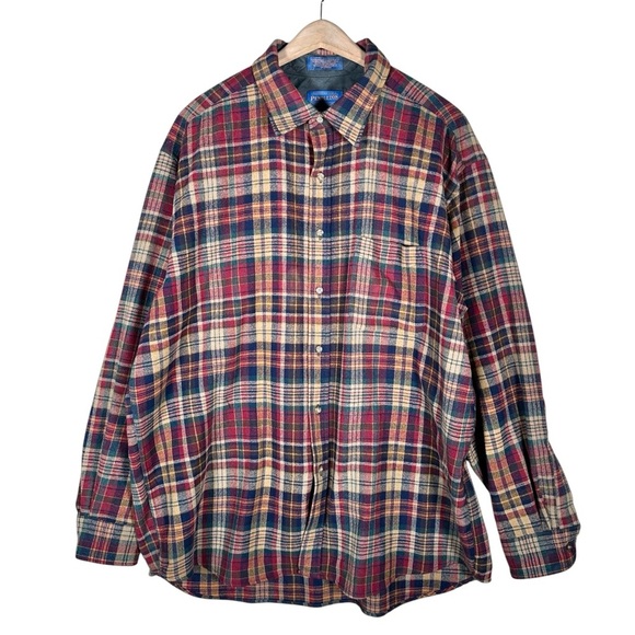 PENDLETON Vintage Plaid Virgin Wool Flannel - Picture 9 of 9